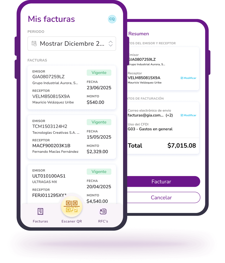 QRwey! phone screens